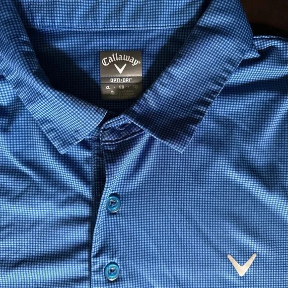 Callaway Polo Shirt Short Sleeve Opti-Dri Blue Square Golf Shirt XL - Picture 4 of 6